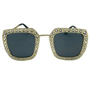 7045 | Black Lens Square Ladies Sunglasses with Bling Accents